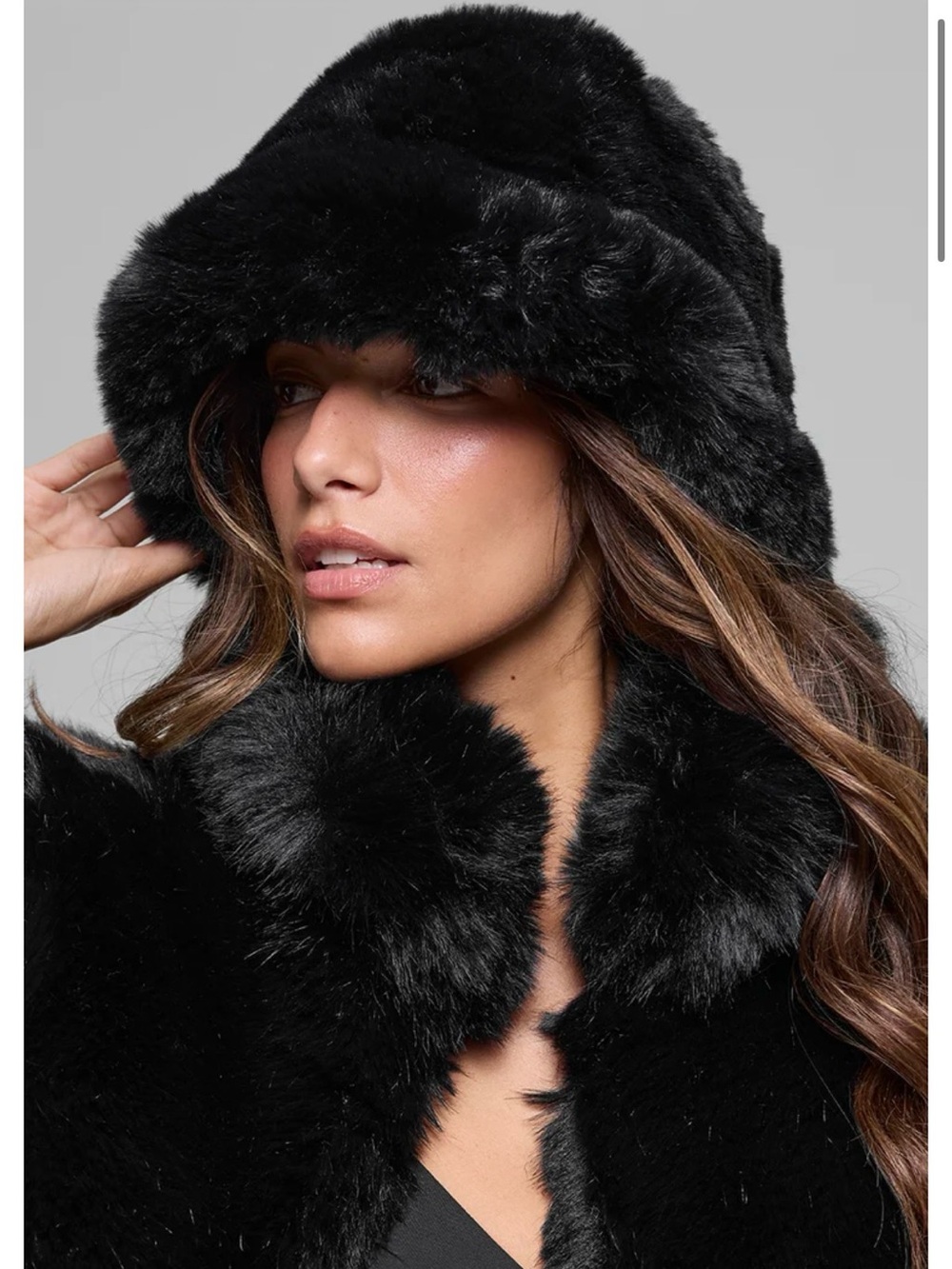 ALO faux fur bucket hat in black size small/medium